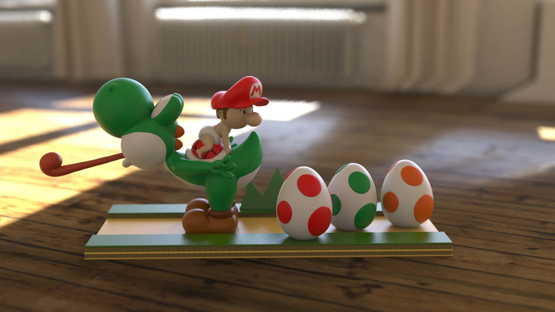 Yoshi En Baby Mario Golfen Achtergrond