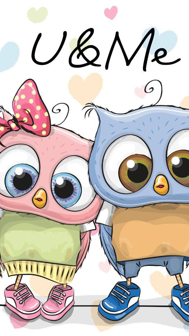 You And Me Cartoon Love Birds Wallpaper