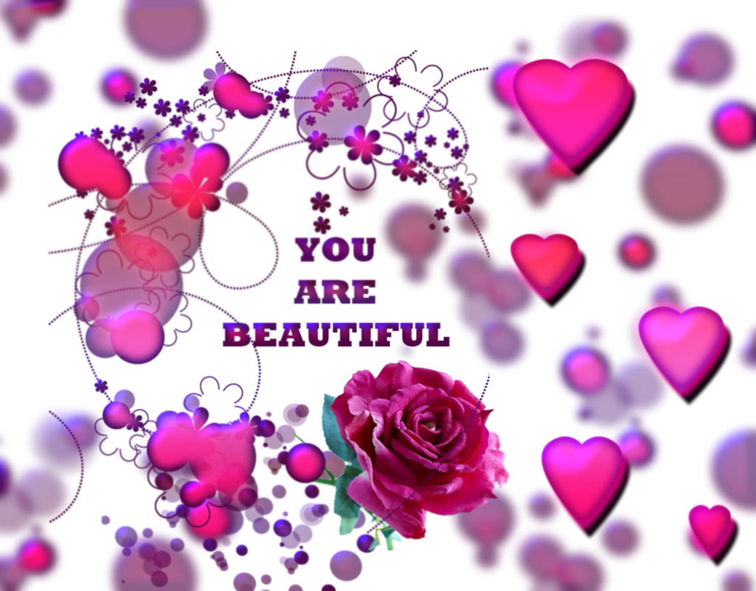 You Are Beautiful Floral Hearts