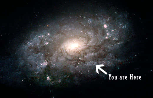 Billede En kosmisk transformation af dig i en lys, farverig You Are Here Galaxy. Wallpaper