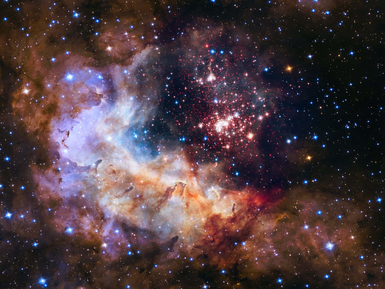 Nebulaener Omgivet Af Stjerner Og Stjerner. Wallpaper
