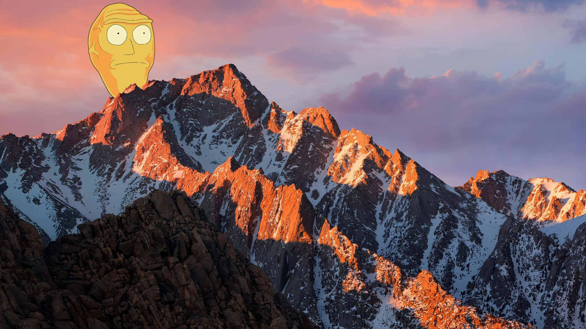 A Cartoon Character Is Standing On Top Of A Mountain Wallpaper