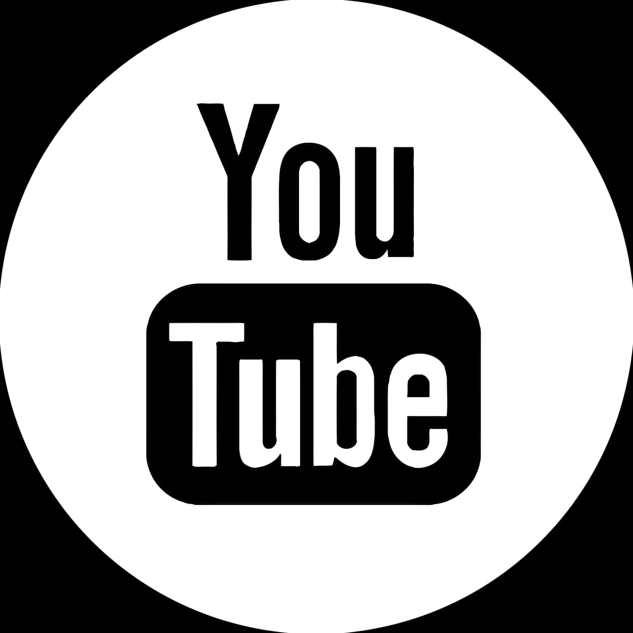 You Tube Blackand White Logo PNG
