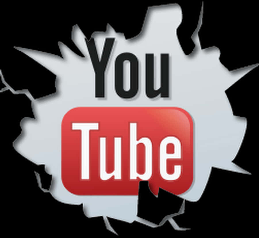 You Tube Logo Breaking Through Wall PNG