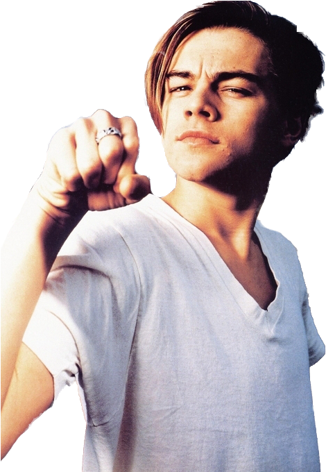 Young Actor Pointing Finger Casual Pose PNG