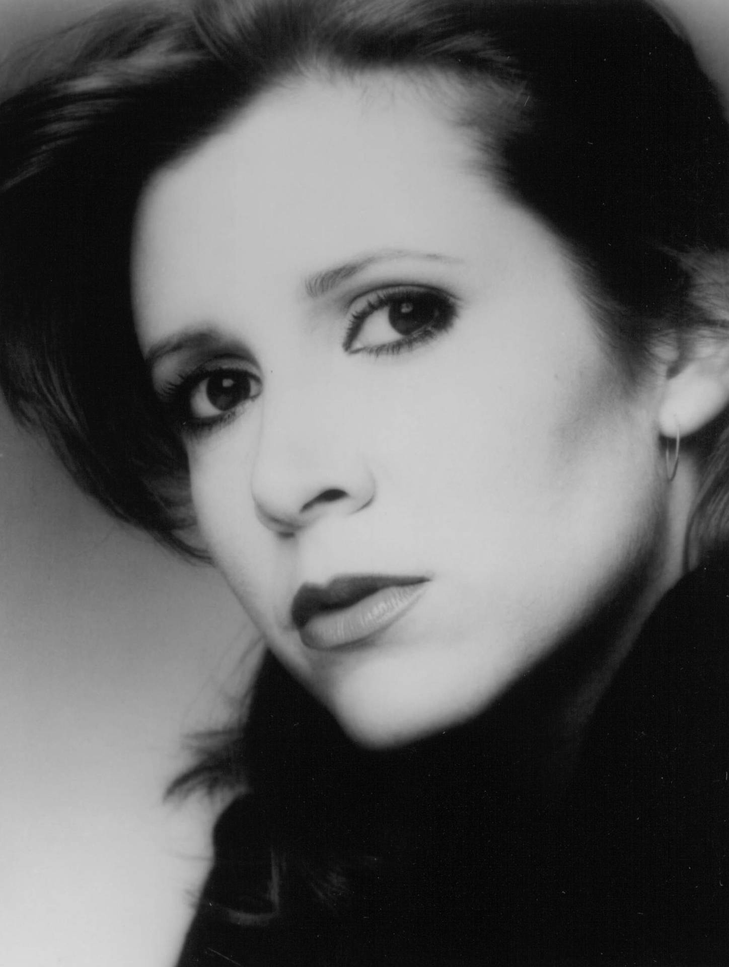 Young Actress Carrie Fisher Black And White Wallpaper