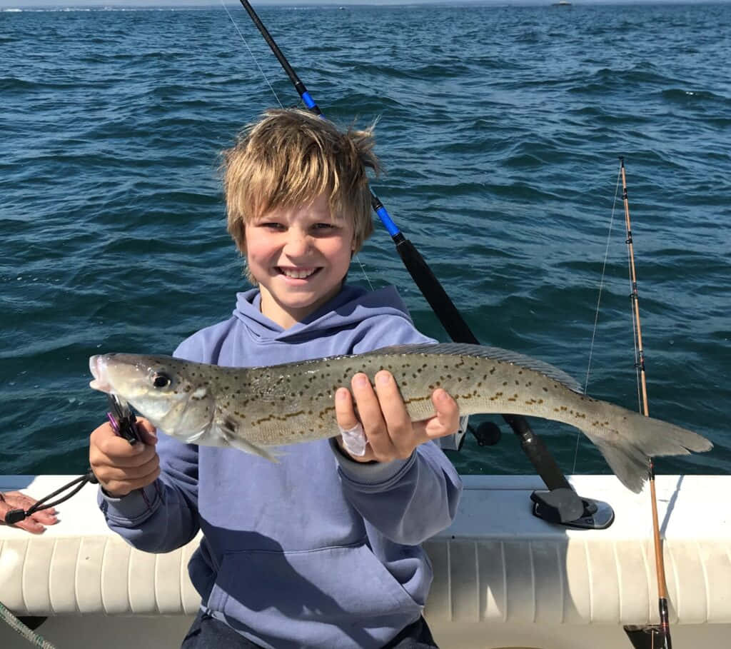 Young Anglerwith Whiting Catch Wallpaper