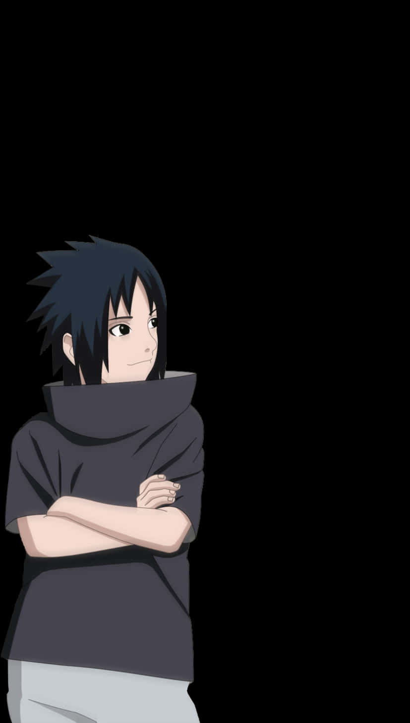 Young Anime Character Black Background PNG