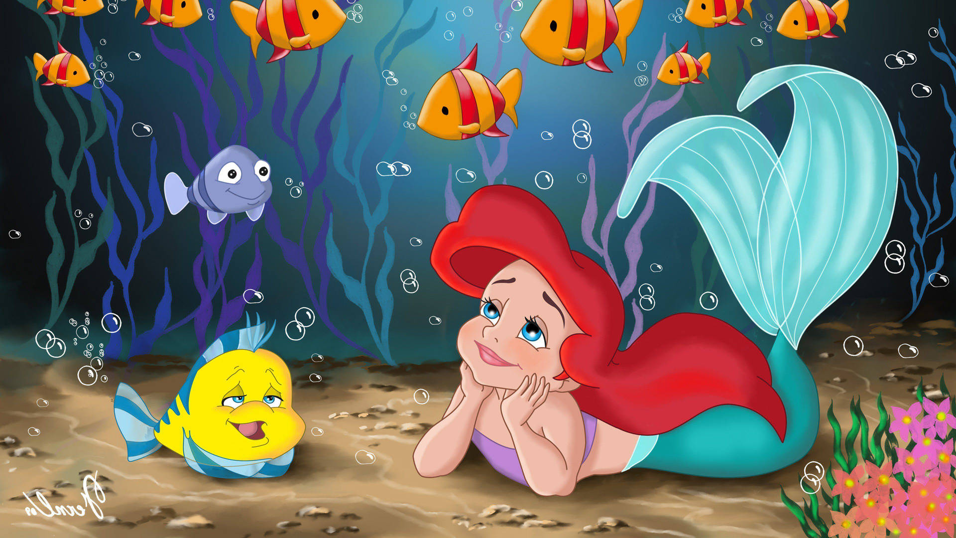 Young Ariel The Little Mermaid Wallpaper