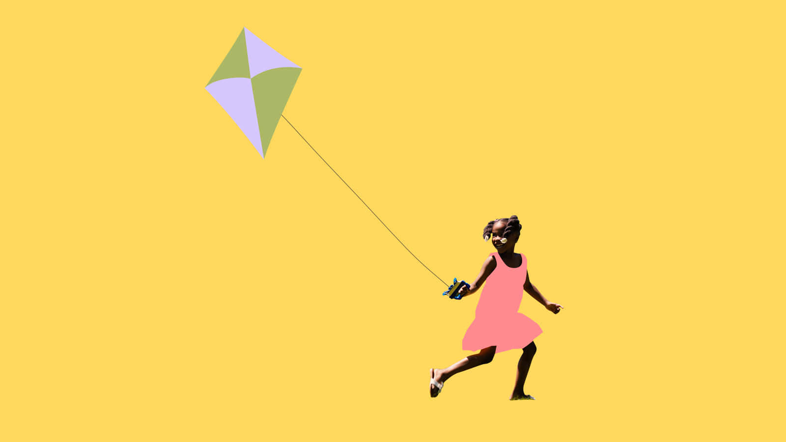 Young Black Woman Flying A Kite Digital Art Wallpaper