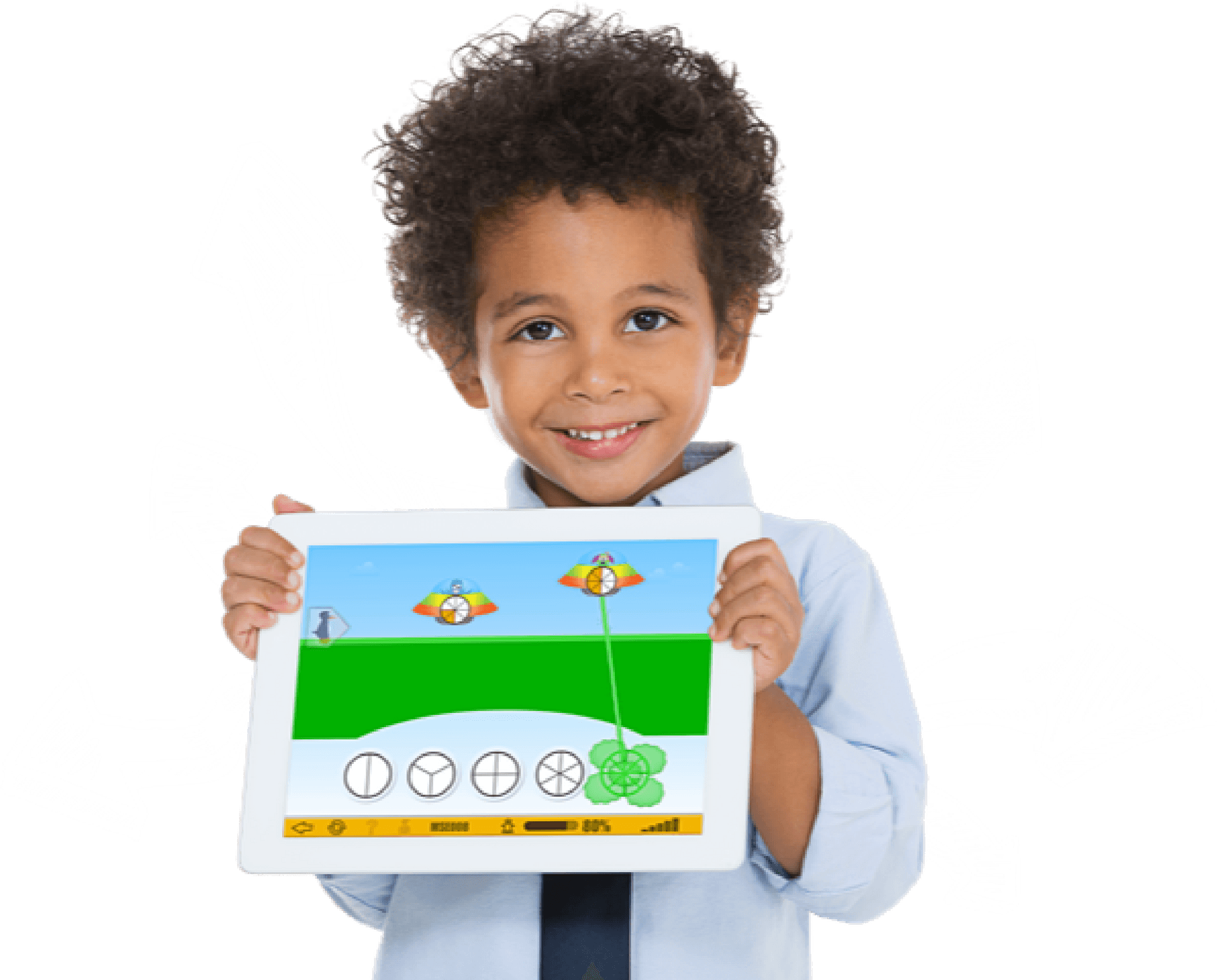 Young Boy Learning Math Interactive Game PNG