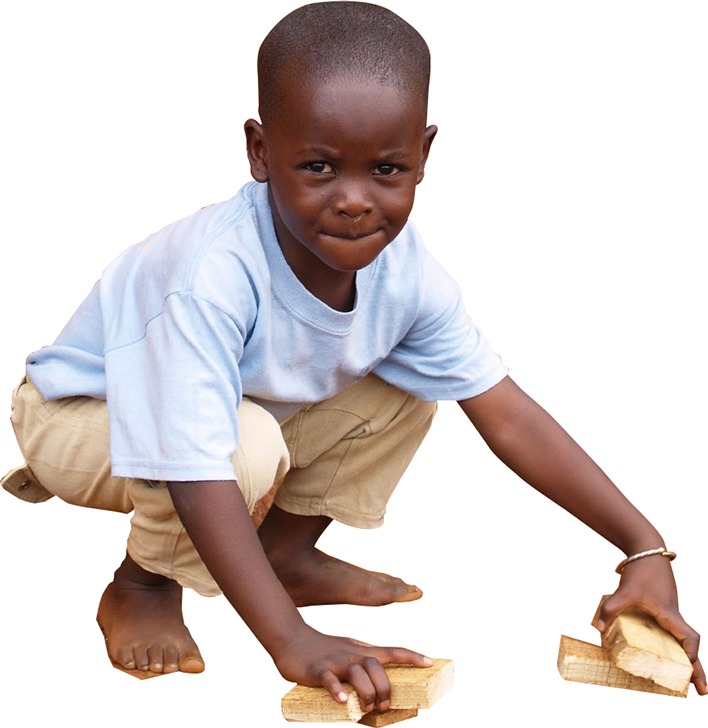 Young Boy Playing With Wooden Blocks PNG