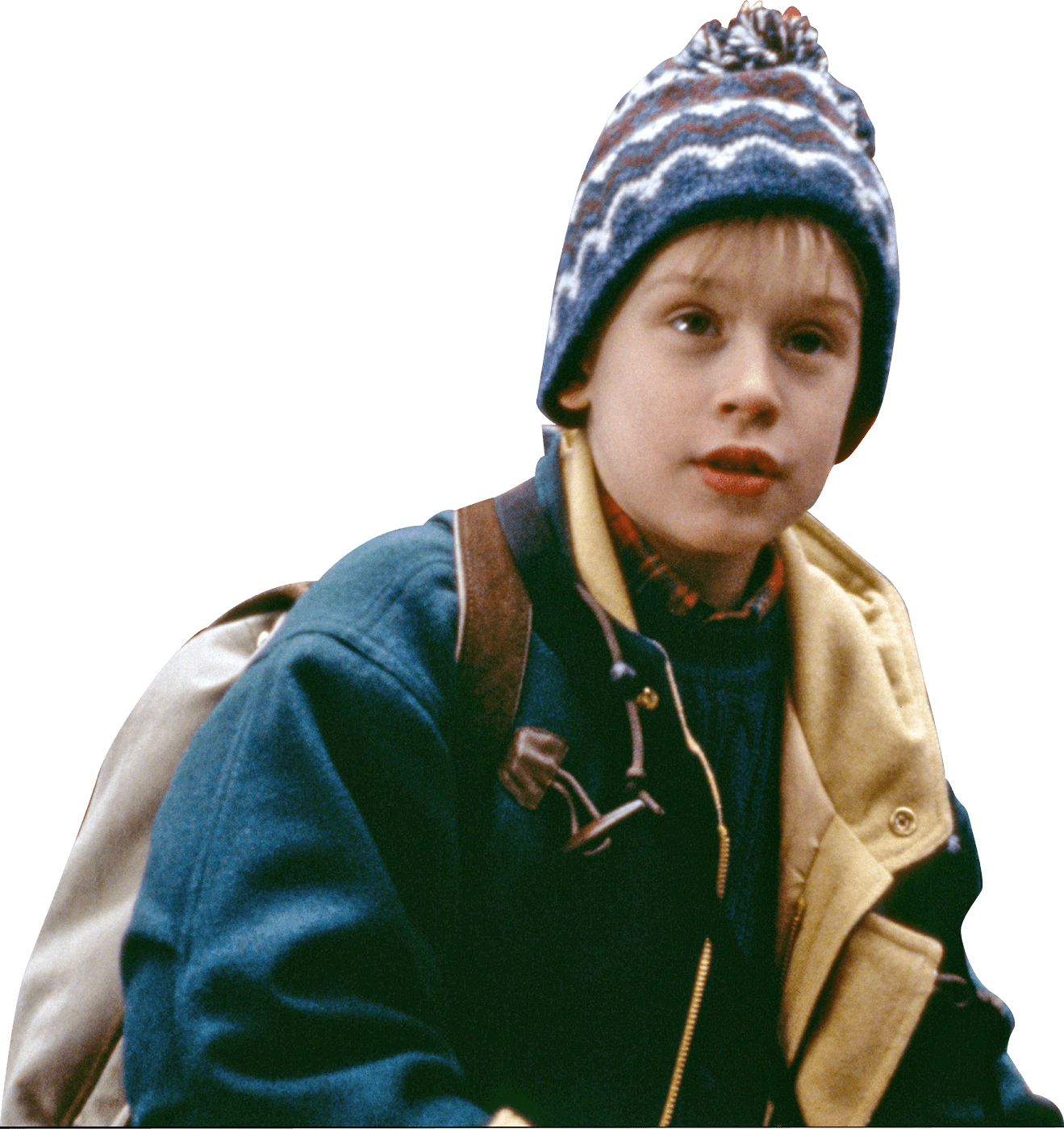 Young Boy Winter Hat Backpack PNG