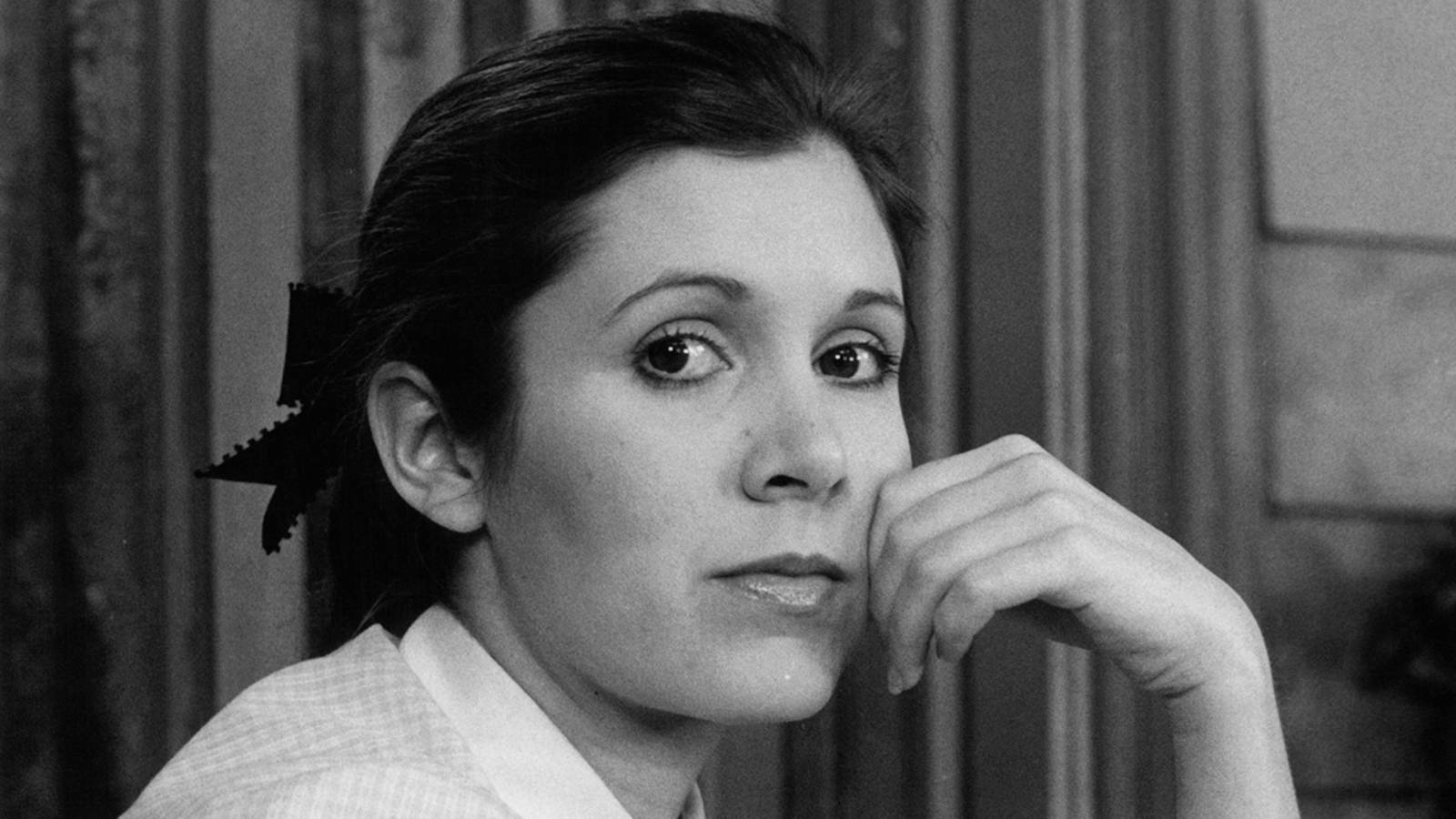 Young Carrie Fisher Black And White Wallpaper
