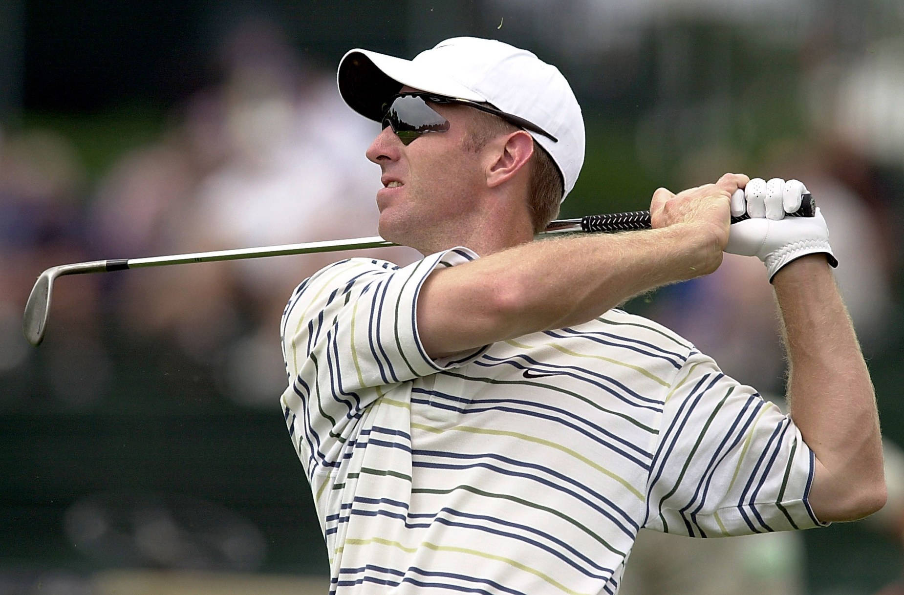 Young David Duval In Striped Shirt Wallpaper