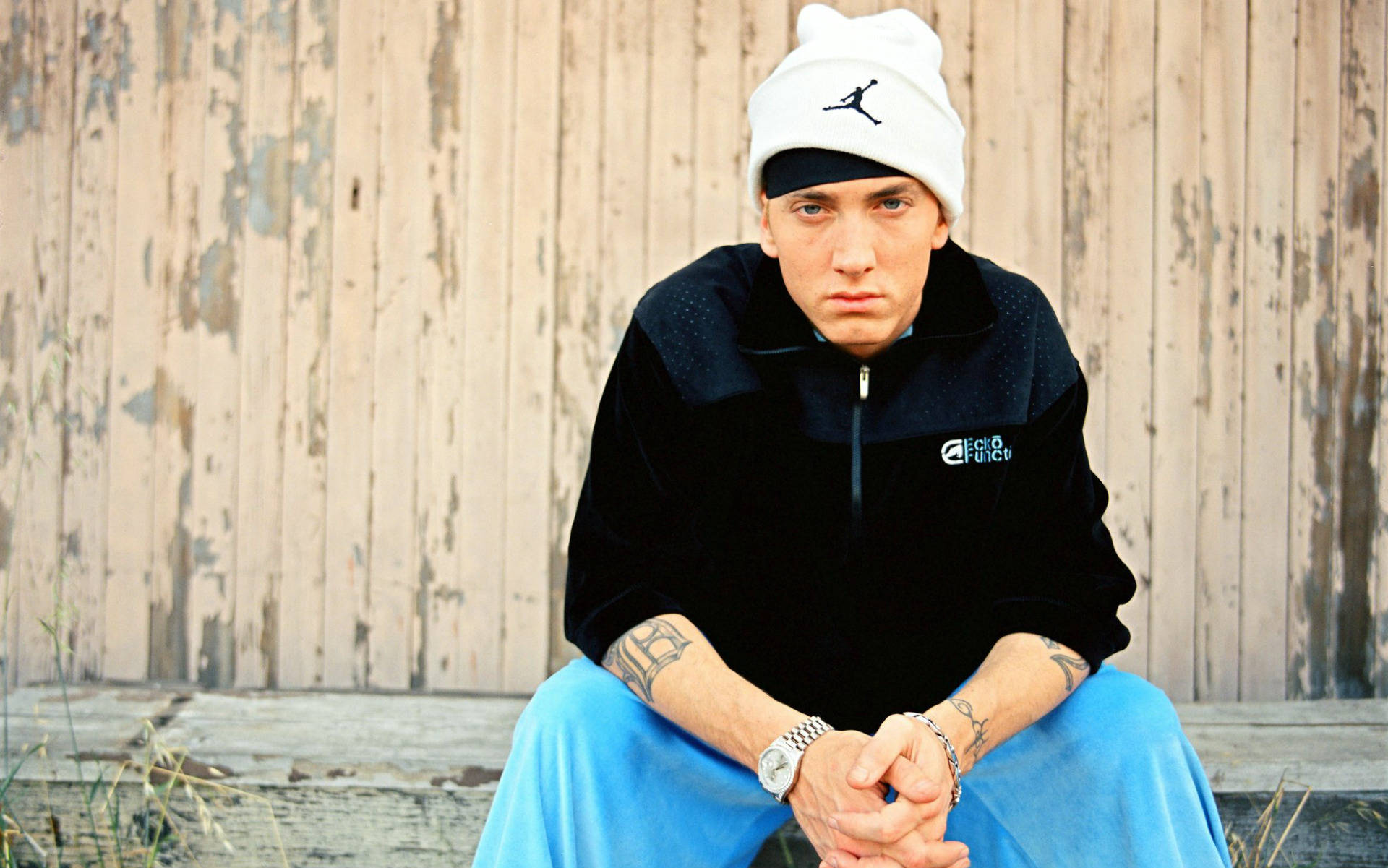 Zoo om natten tæt frimærke Download Young Eminem In White Bonnet Wallpaper | Wallpapers.com