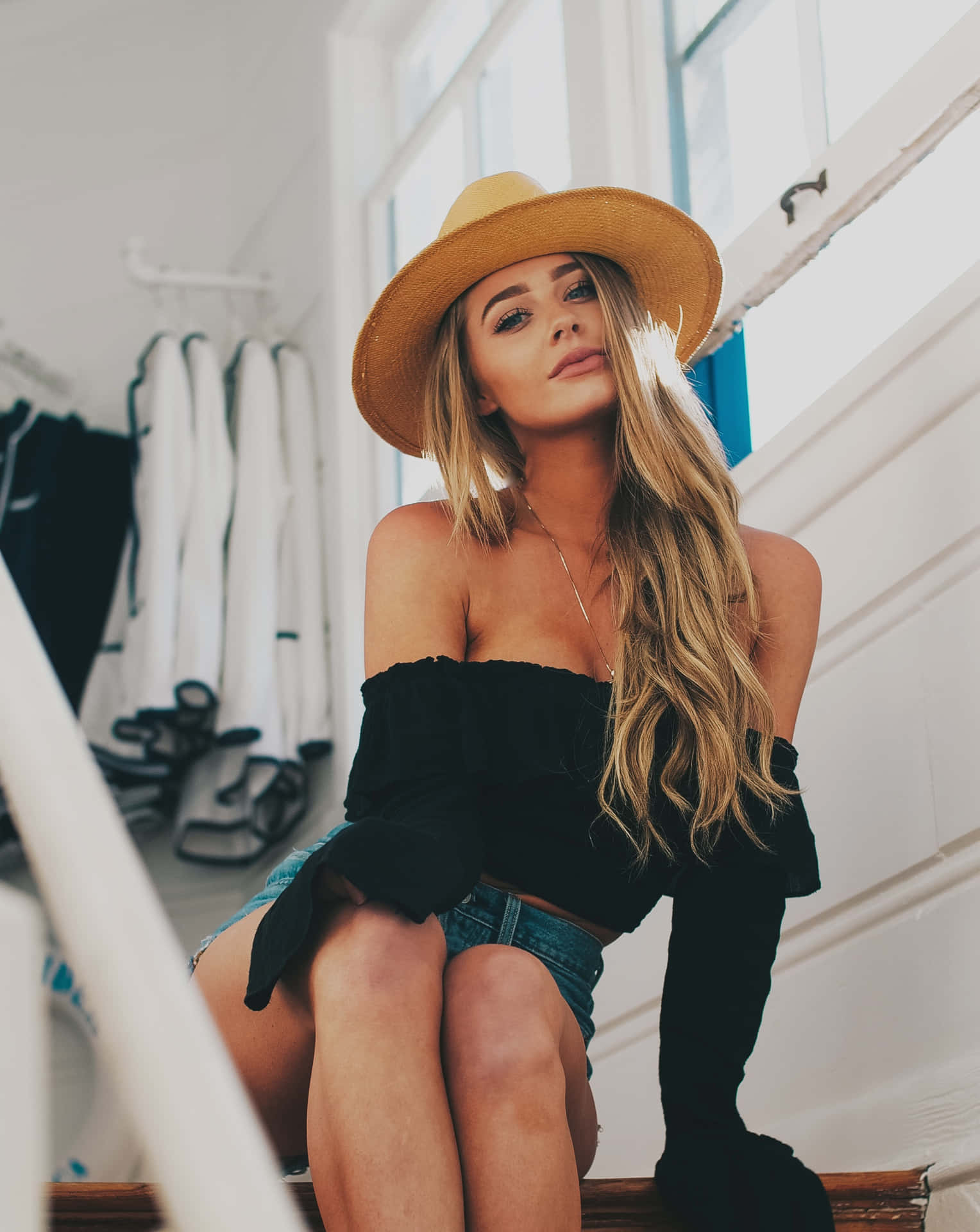 Young Female Model Wearing Hat Wallpaper
