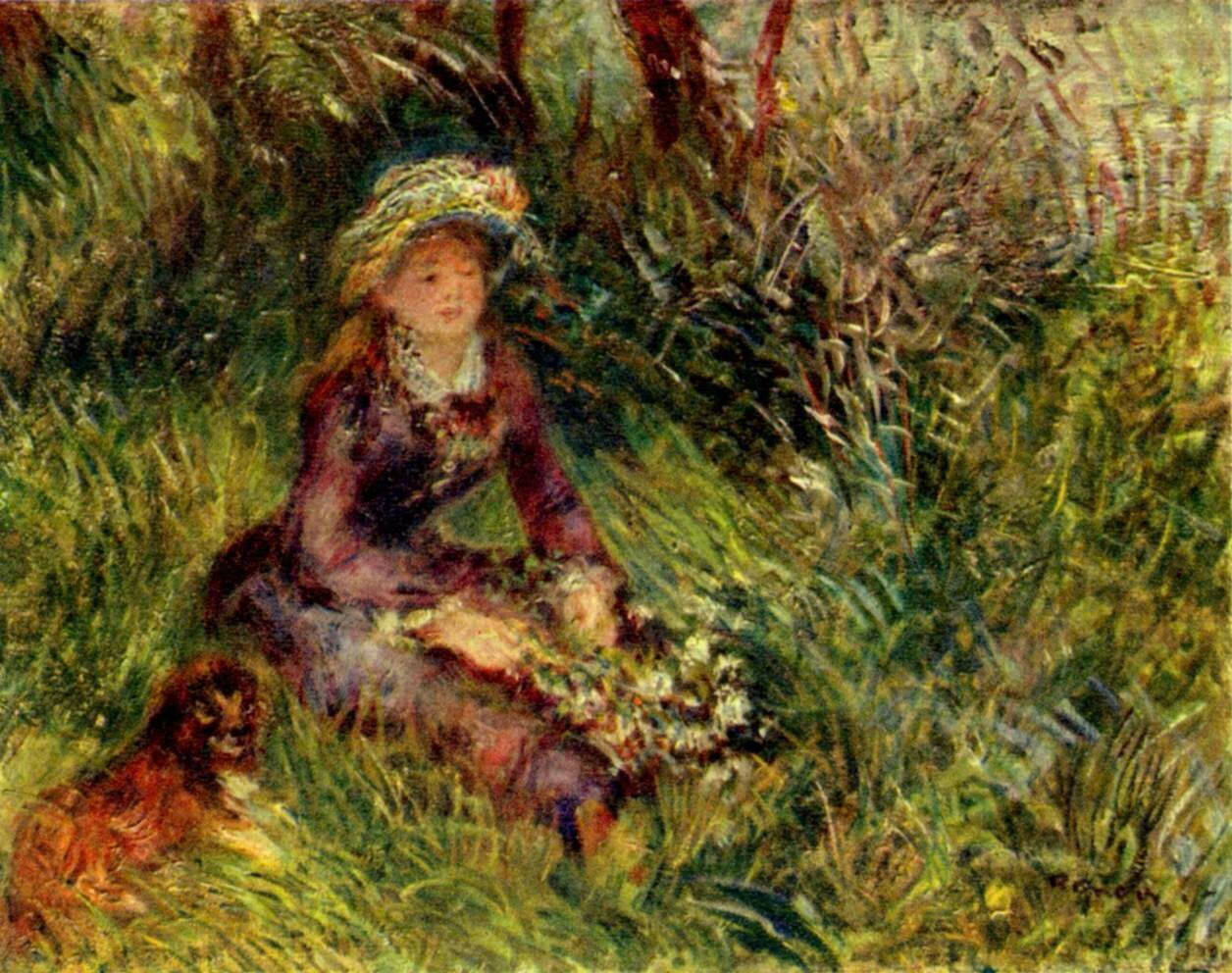 Young girl And A Lion By Renoir Wallpaper