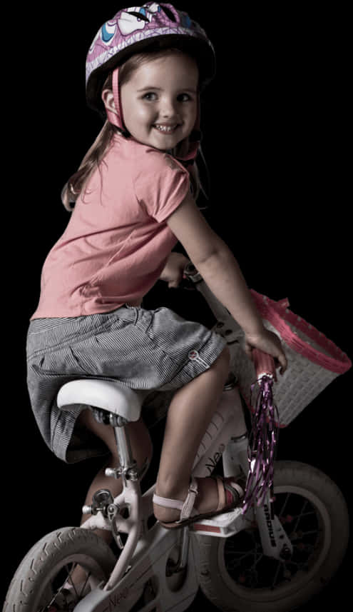 Young Girl Enjoying Bike Ride PNG