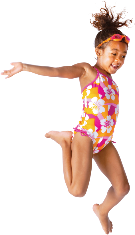 Young Girl Jumpingin Swimsuit PNG