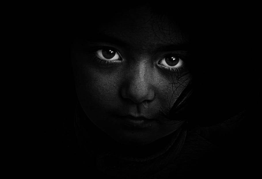 Girl Enveloped in Darkness - An Unsettling Horror Tale Wallpaper