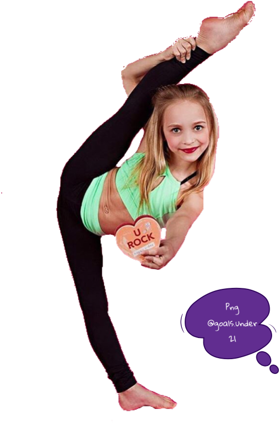 Young Girl Performing Aerobic Stretch PNG