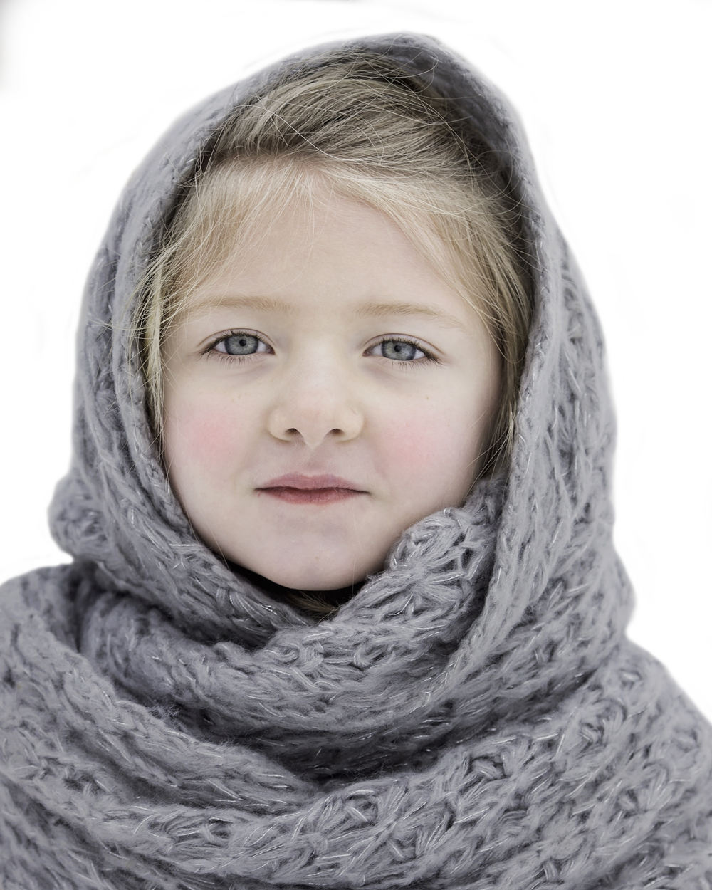 Young Girl Wrappedin Knit Scarf PNG