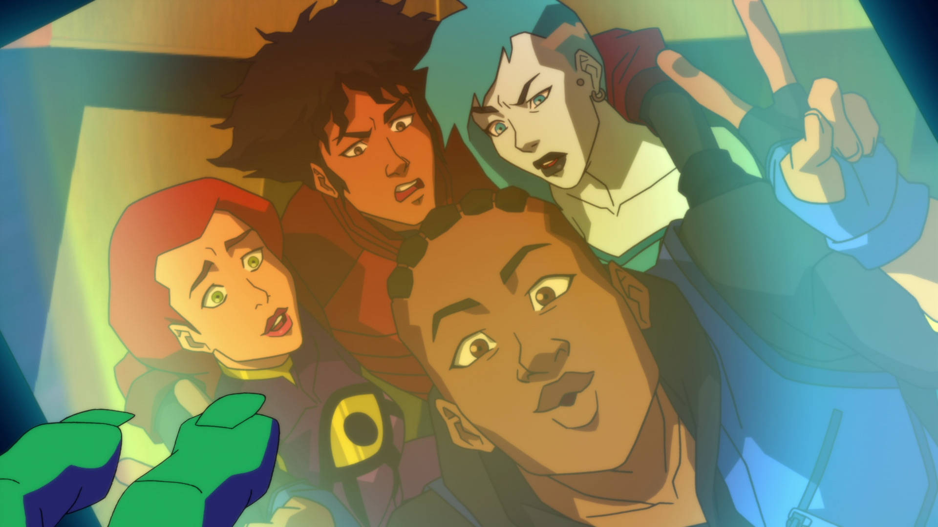 Young Justice Cast Selfie Tapet: Se et selfieskud af Justice Leagues ungdomsgruppe. Wallpaper