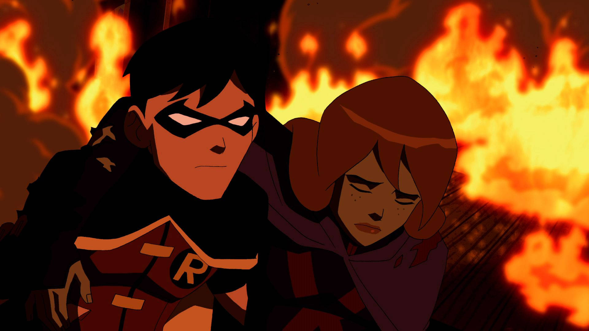 Young Justice Fire Scene Wallpaper