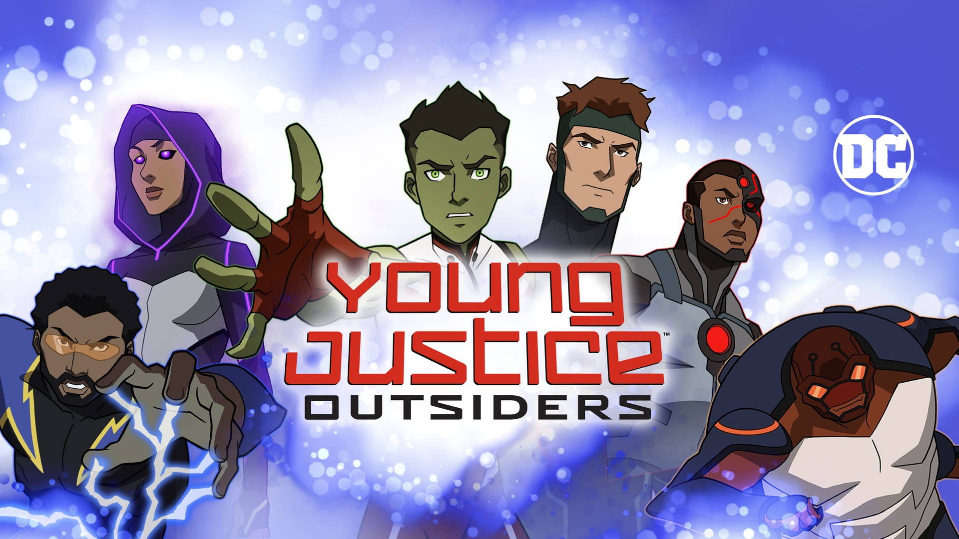 Pósterdel Título De Young Justice Outsiders. Fondo de pantalla