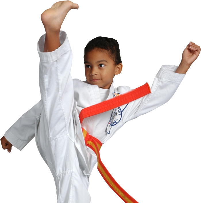 Download Young Karate Kid Performing High Kick 