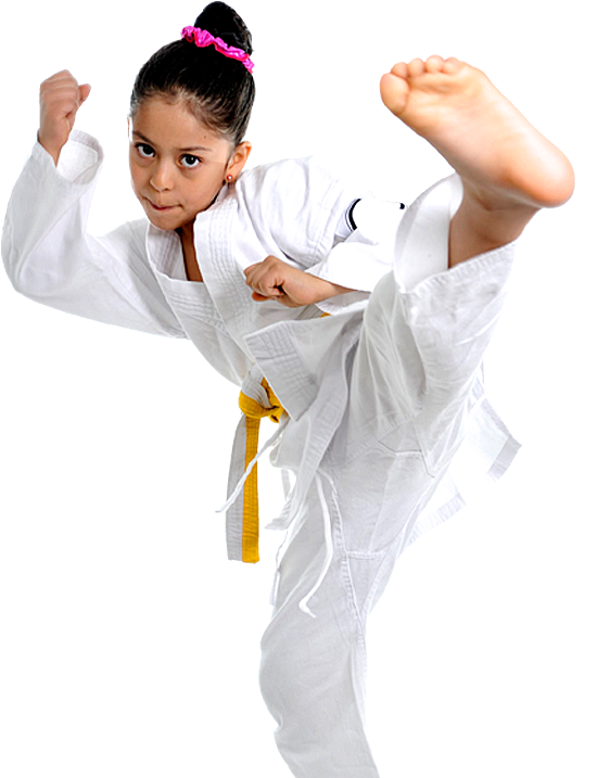Young Karate Student Performing Kick PNG