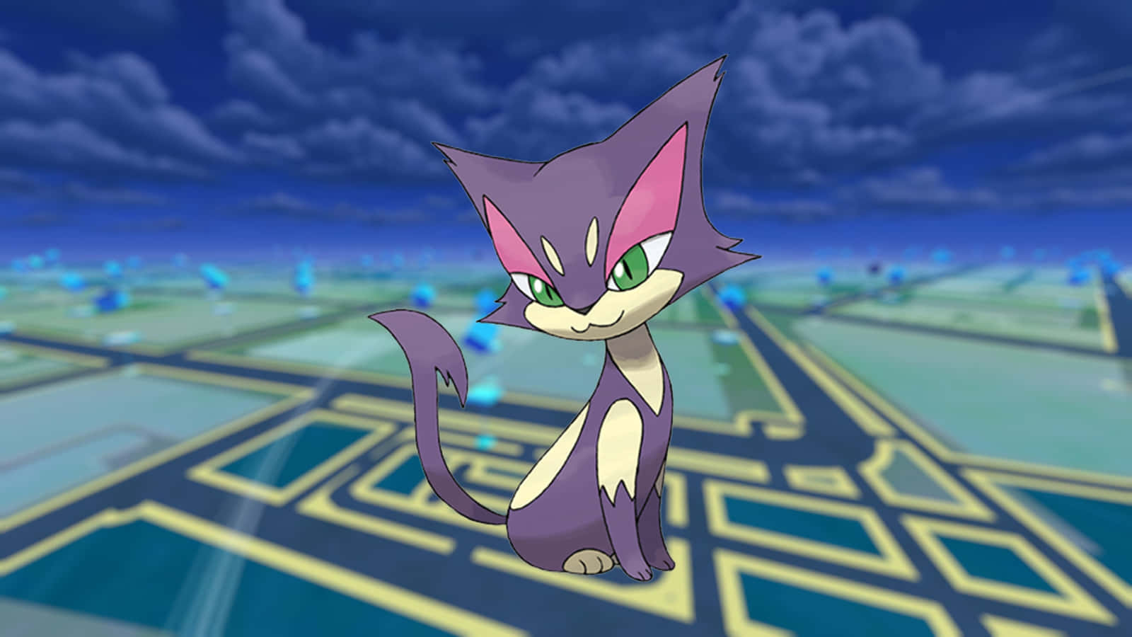 Young Liepard With Pokemon Go Background Wallpaper