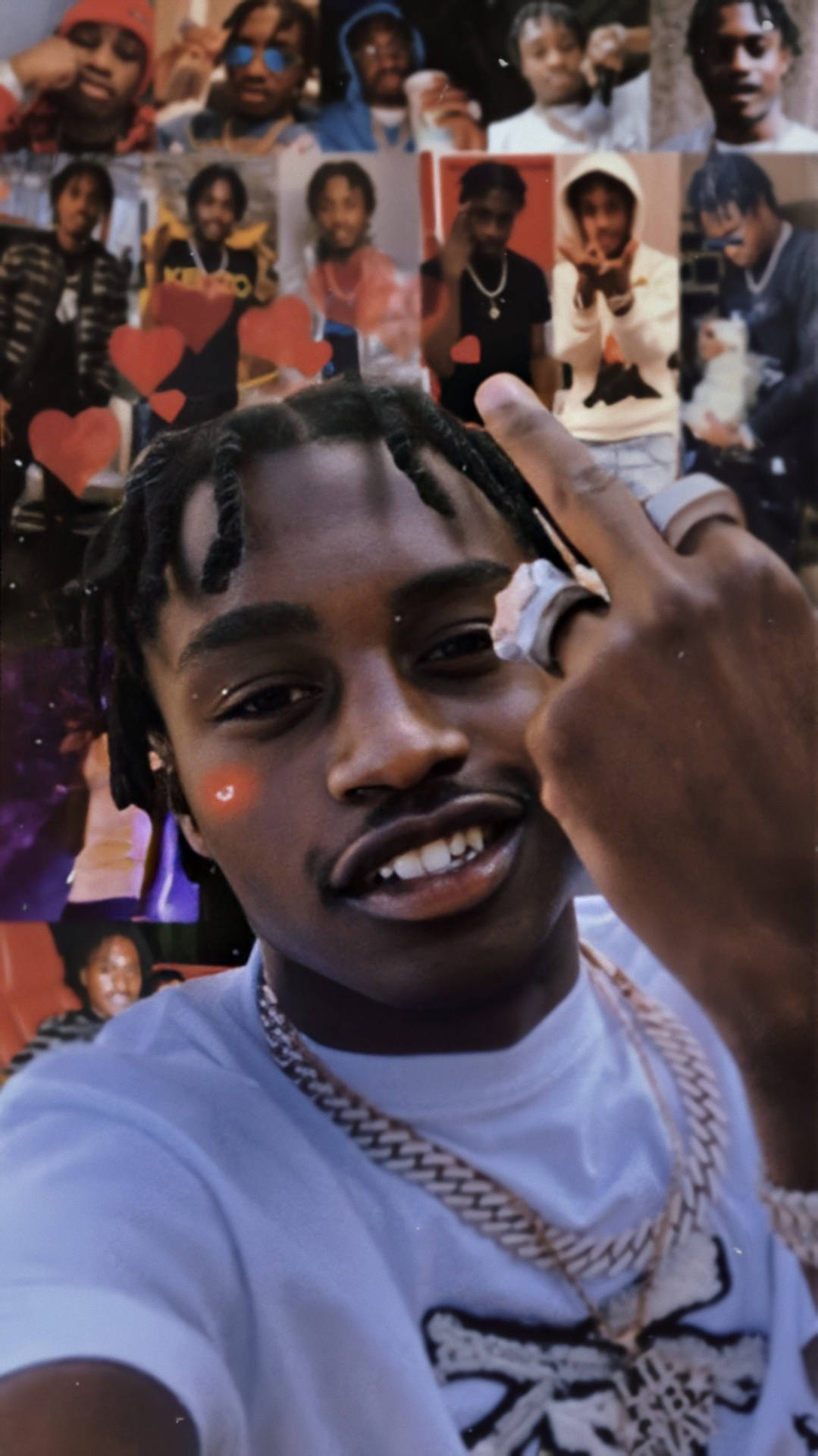 Young Lil Tjay With Poster Wallpaper