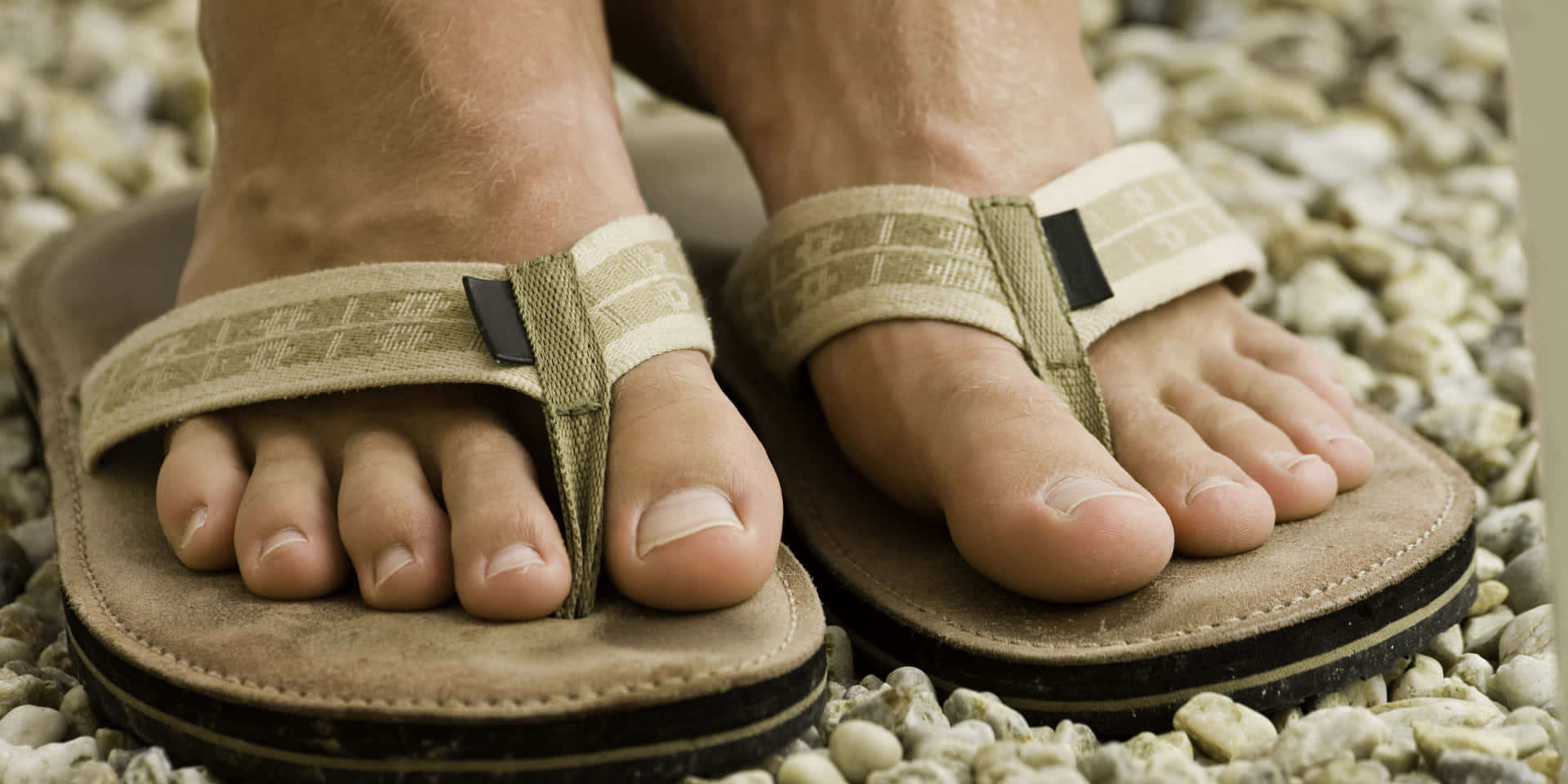 Young Male Feet With Slippers Wallpaper
