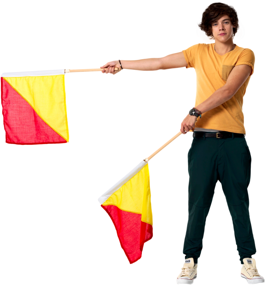 Young Man Holding Flagon Pole PNG