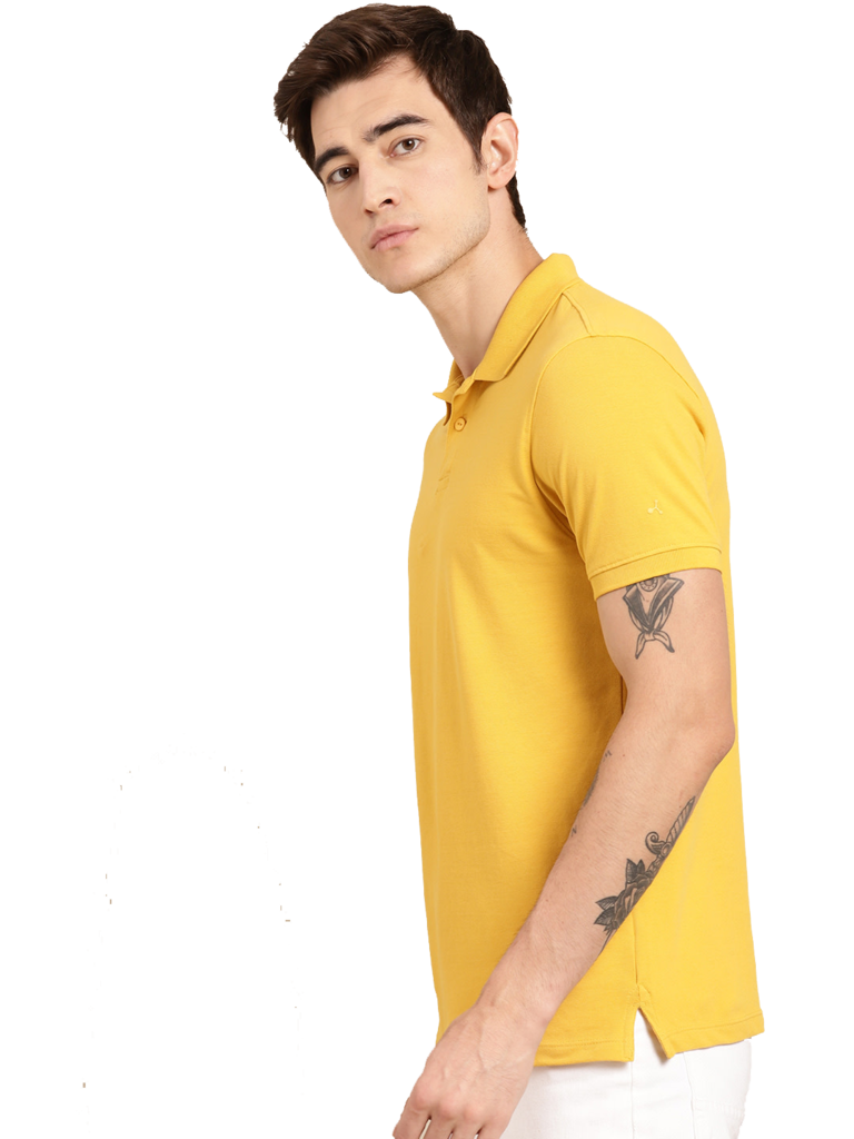 Young Man Yellow Polo Shirt PNG