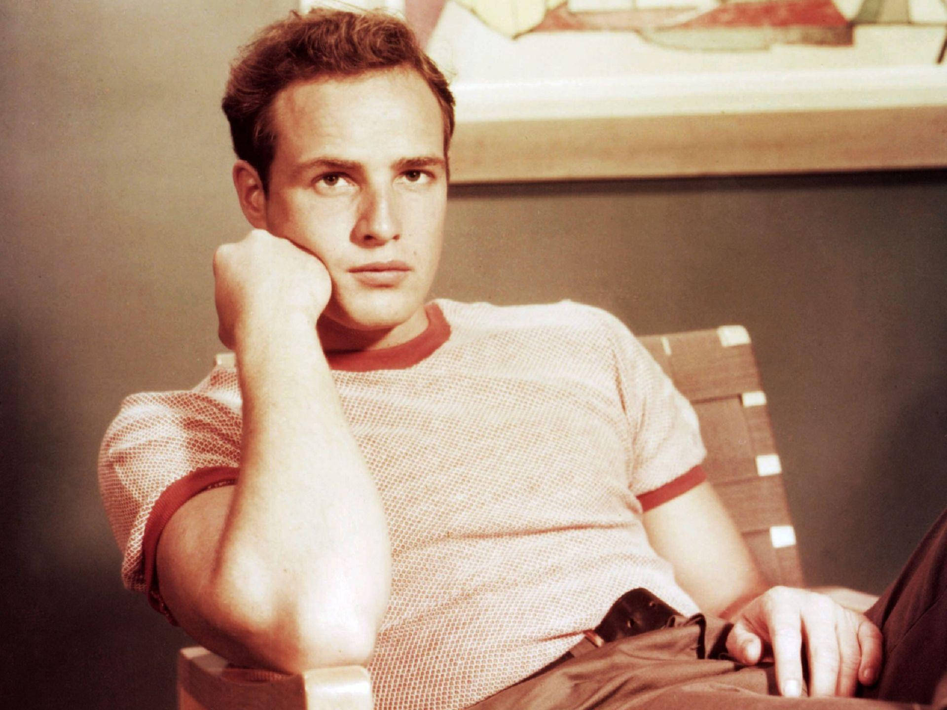 Young Marlon Brando Enhanced Colored Photo Wallpaper