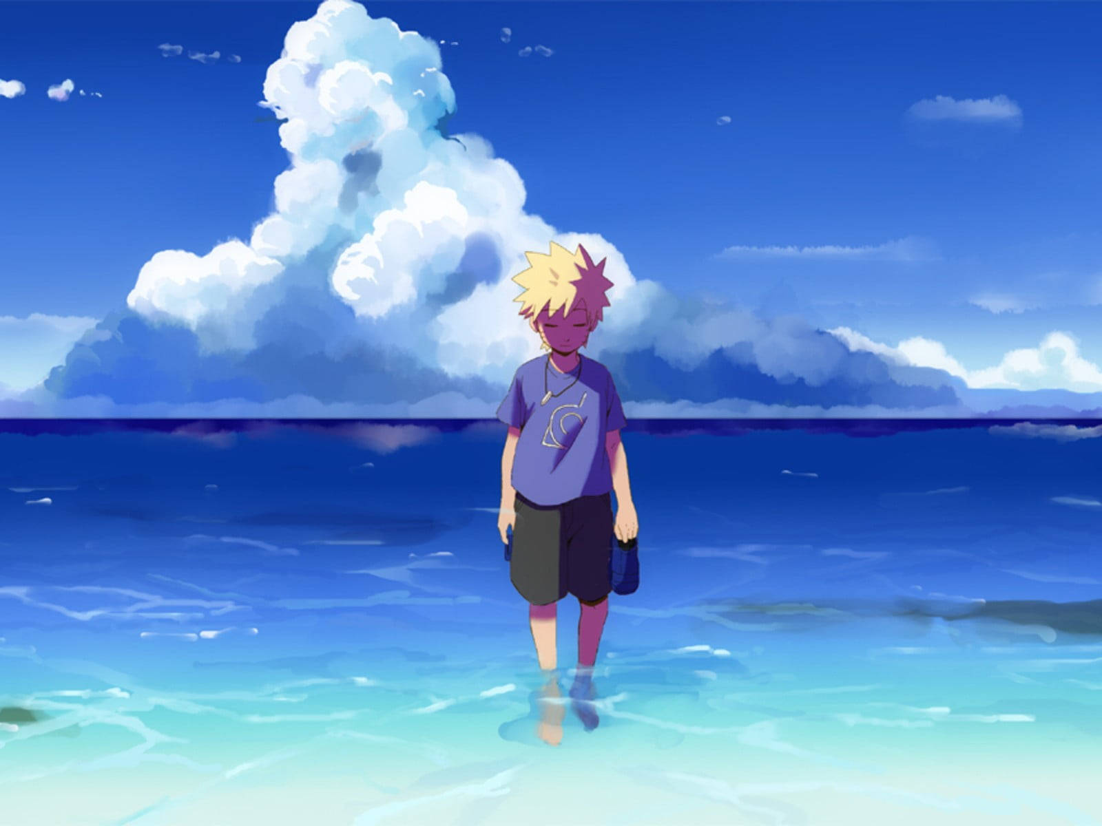 Young Moving Naruto Blue Ocean Background