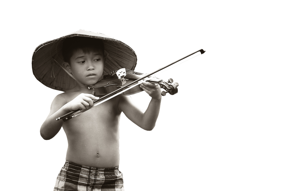 Young Musician Traditional Hat Playing Violin PNG