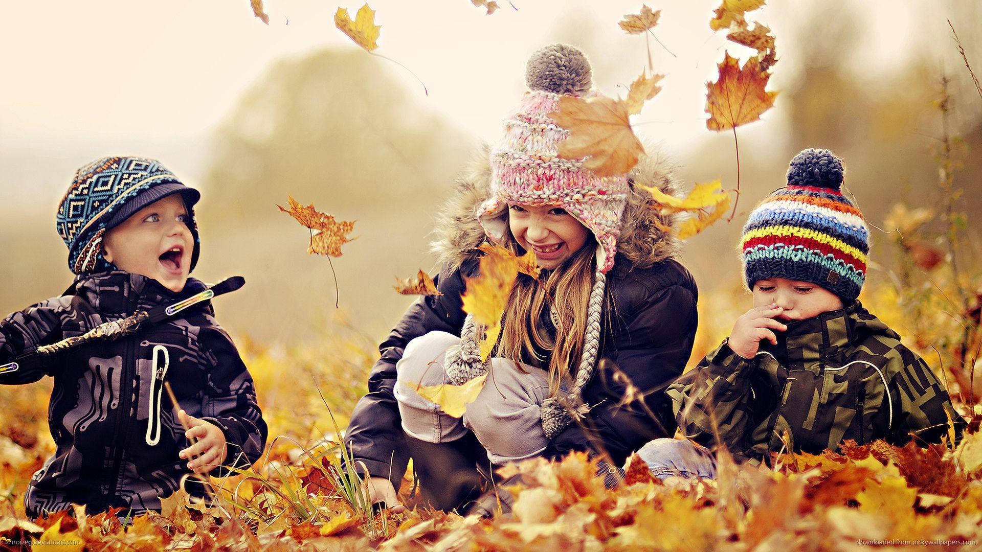 Young People In Autumn Wallpaper
