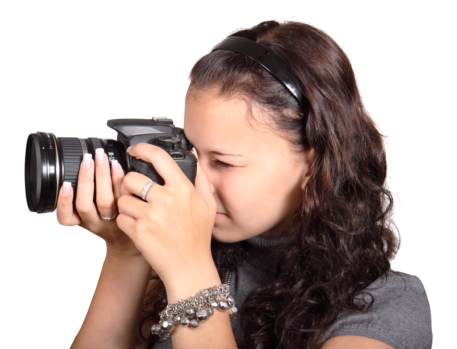 Young Photographerin Action PNG