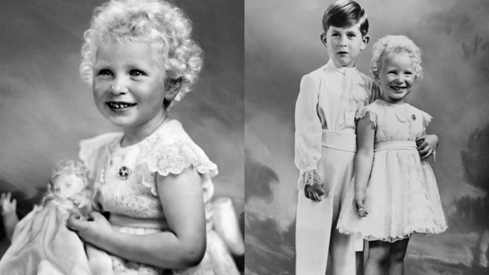 A golden moment from childhood: Young Prince Charles and Princess Anne Wallpaper