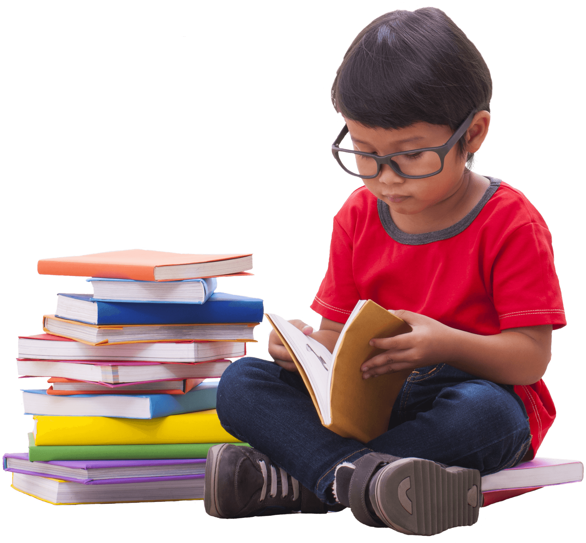 Young Reader Engrossedin Book PNG