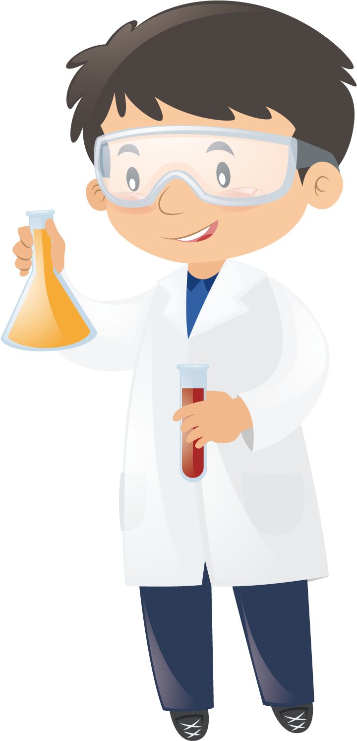 Young Scientist Holding Flasks PNG