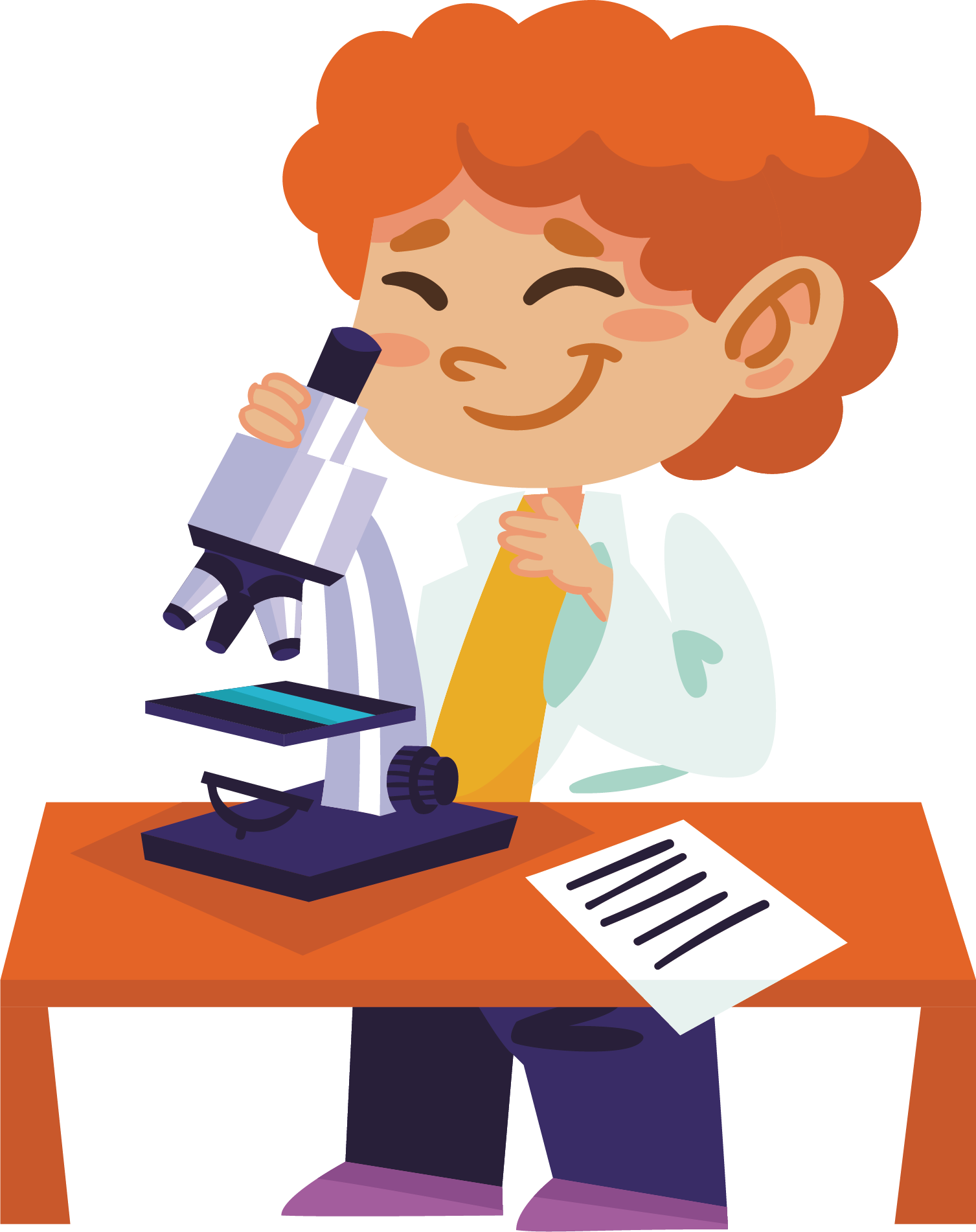 Young Scientist Using Microscope PNG
