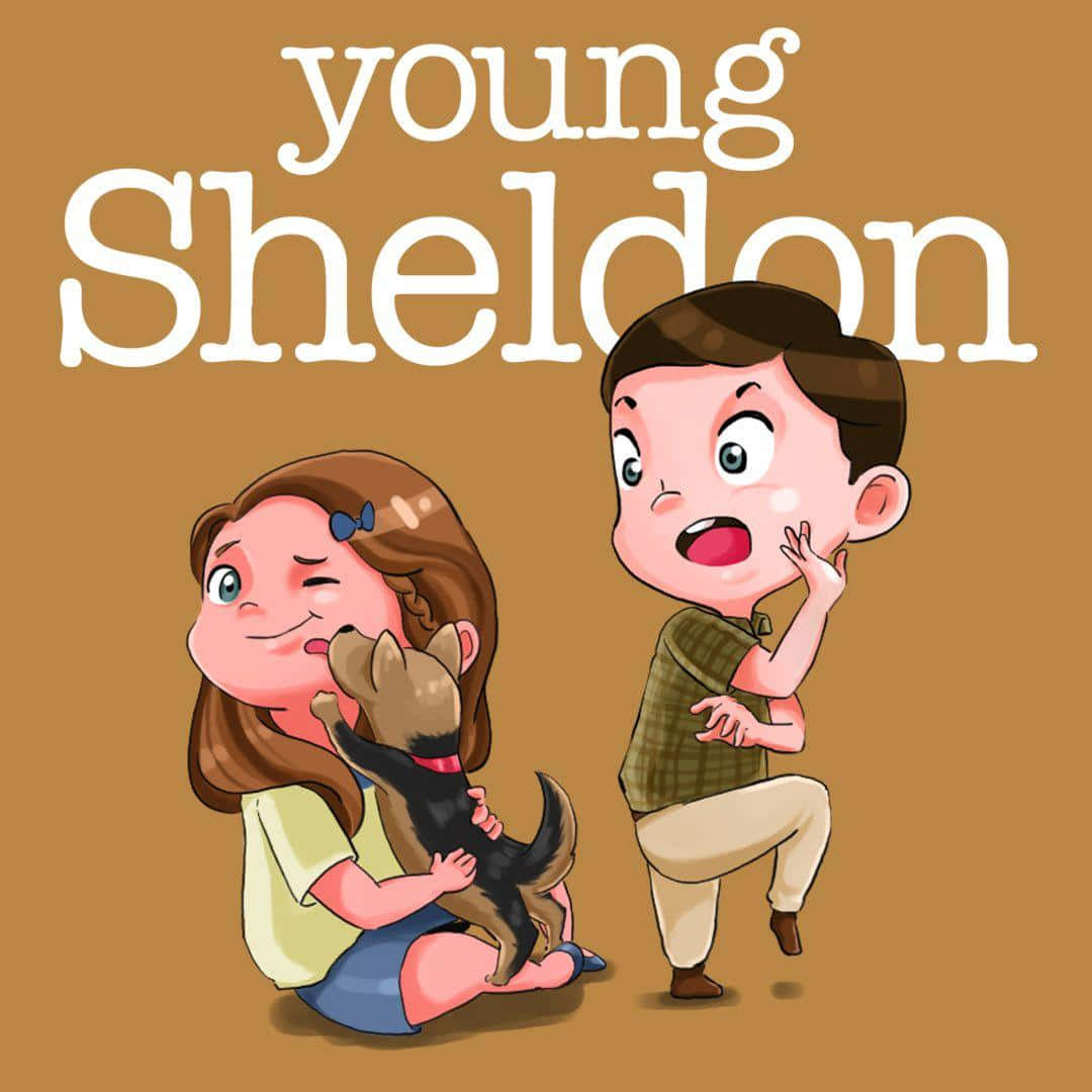 Young Sheldon Cartoon Illustration Wallpaper