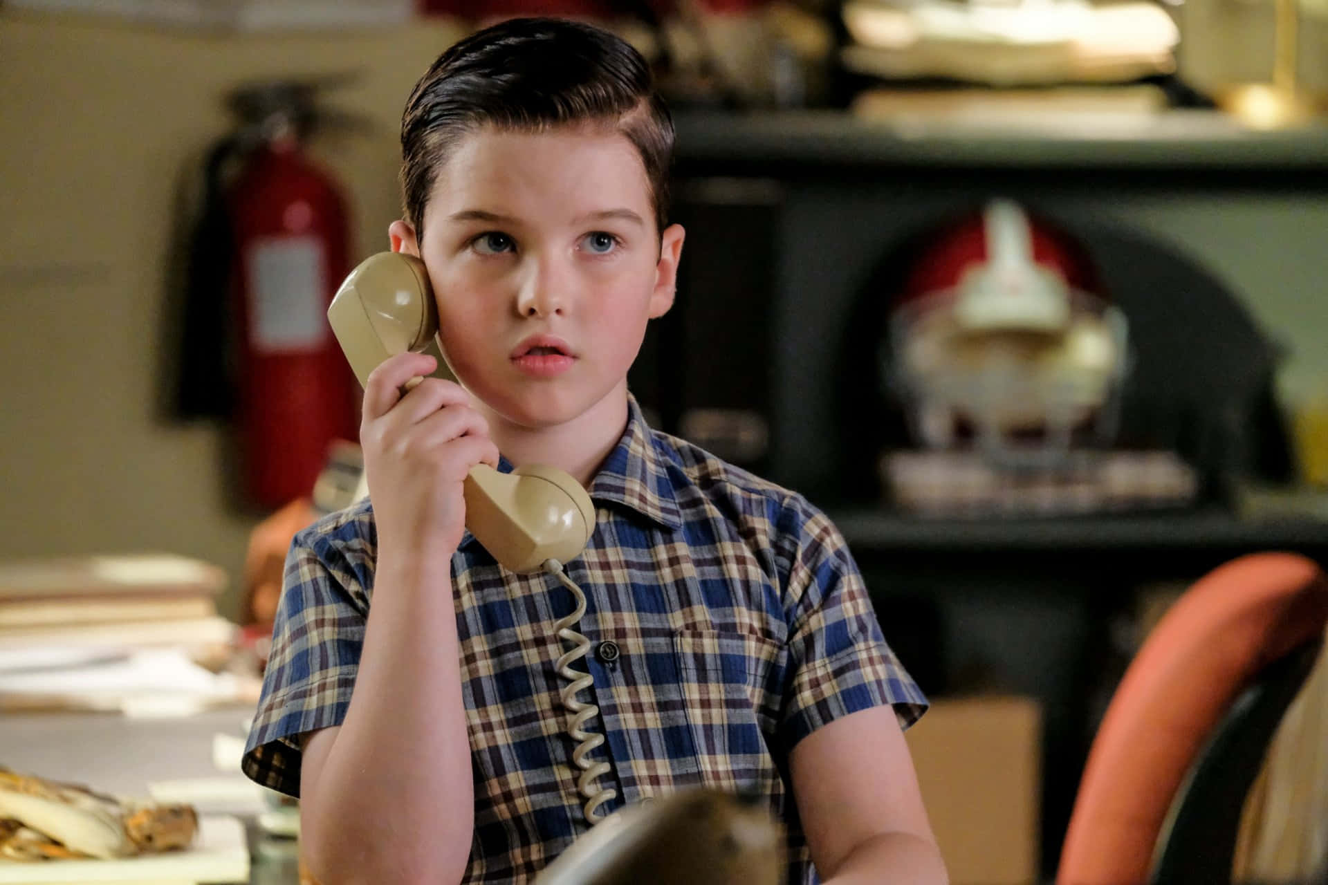 Young Sheldon Phone Call Scene Wallpaper