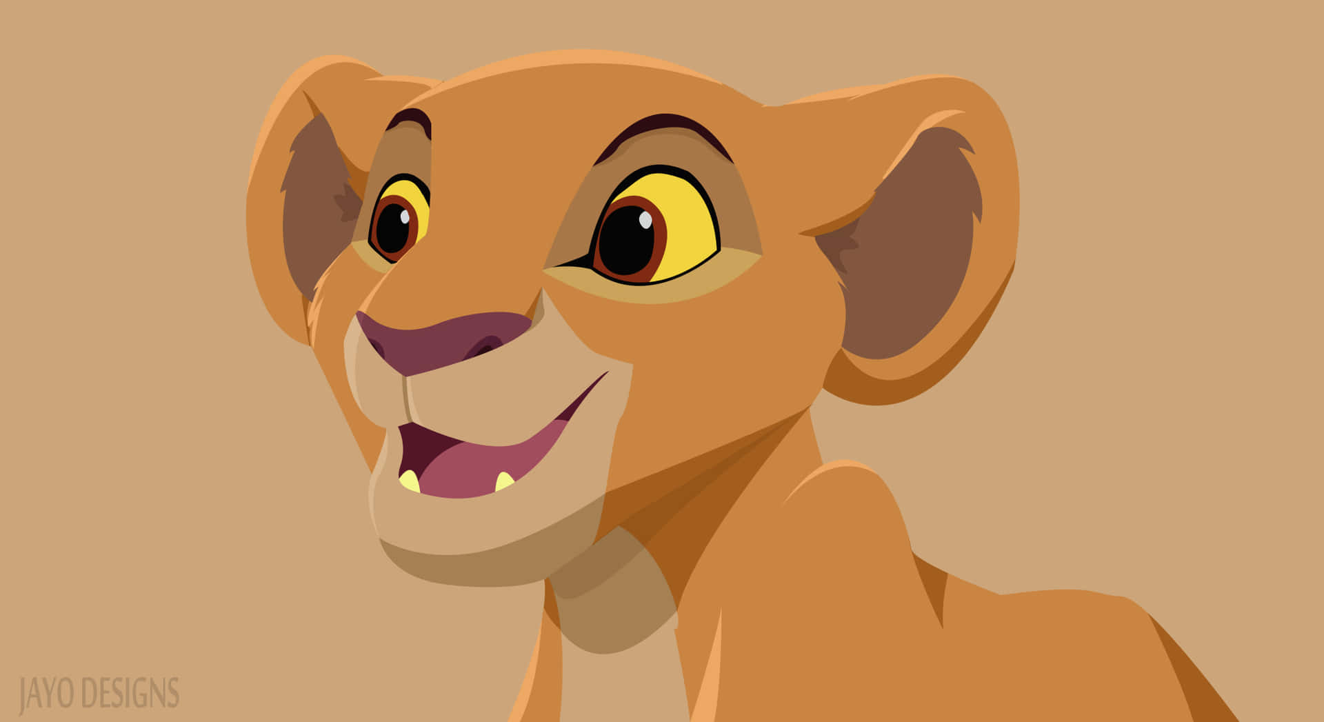 Young Simba Smiling Illustration Wallpaper