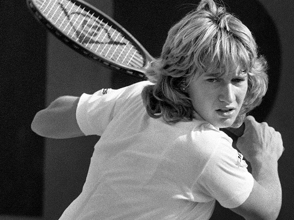 Young Steffi Graf Black And White Edit Wallpaper